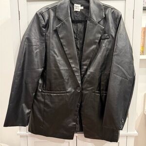 Princess Polly Black Faux Leather Blazer